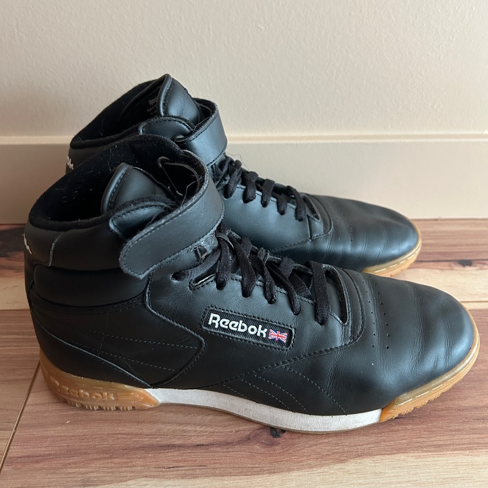 Reebok black leather high tops